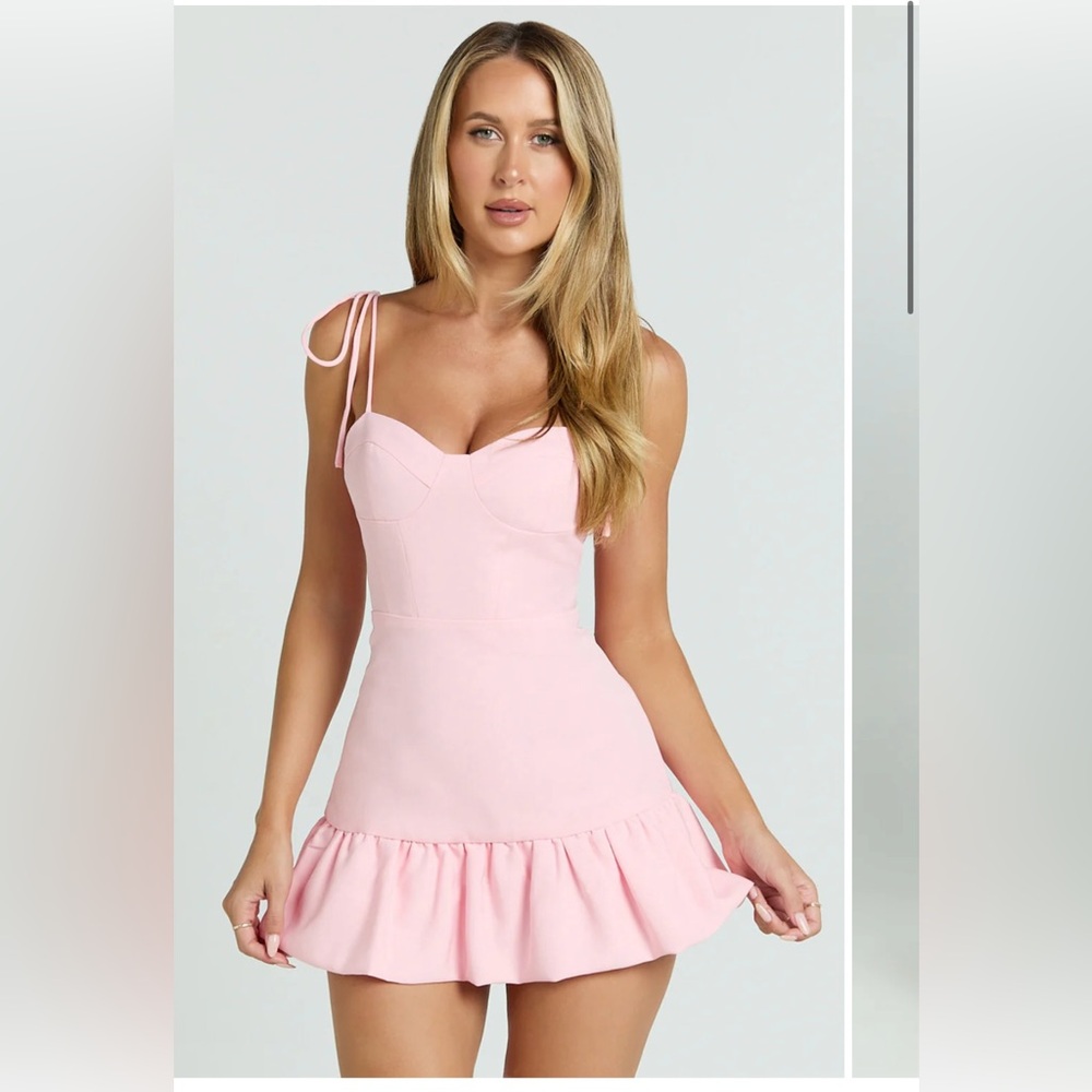 NWT Pink Ruffle Hem Romper Dress